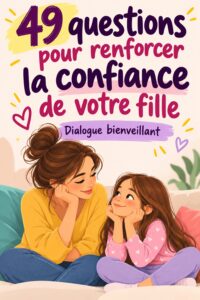 Mère et fille échangeant sur l'estime de soi avec questions