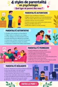 Une maman lisant un livre sur les styles de parentalité avec son enfant à côté.