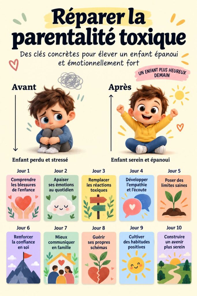 Image d'une famille souriante dans un environnement serein, symbolisant le bien-être parental.