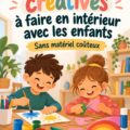 Un enfant souriant en train de réaliser une activité manuelle à l'intérieur.