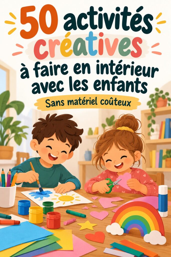 Un enfant souriant en train de réaliser une activité manuelle à l'intérieur.