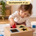 Un enfant jouant à des activités de motricité avec des blocs en bois.