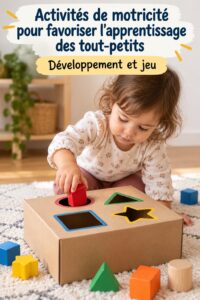 Un enfant jouant à des activités de motricité avec des blocs en bois.