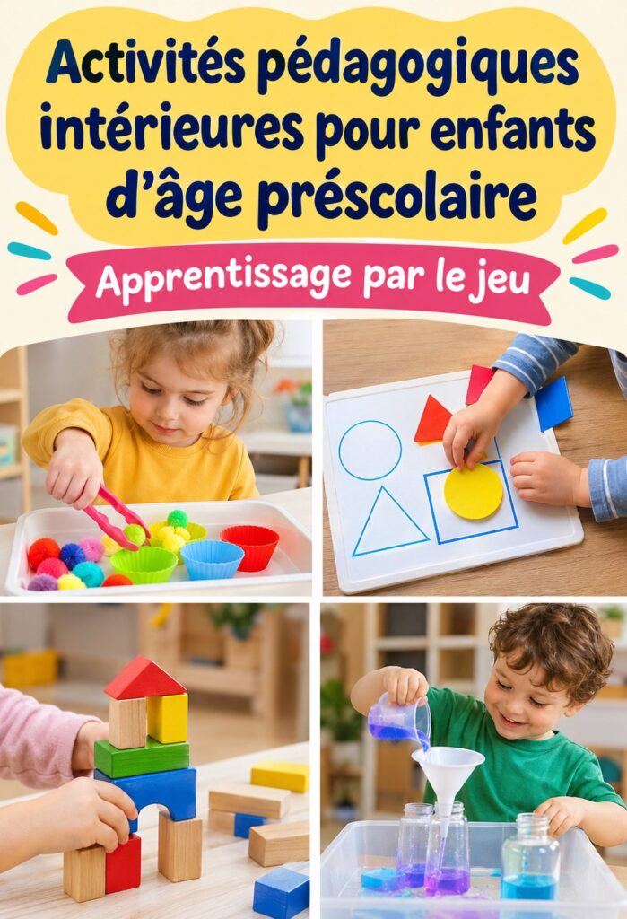 Enfant explorant des activités pédagogiques d'intérieur avec des jeux éducatifs