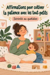 Une mère souriante avec son enfant, exprimant la patience et la sérénité.