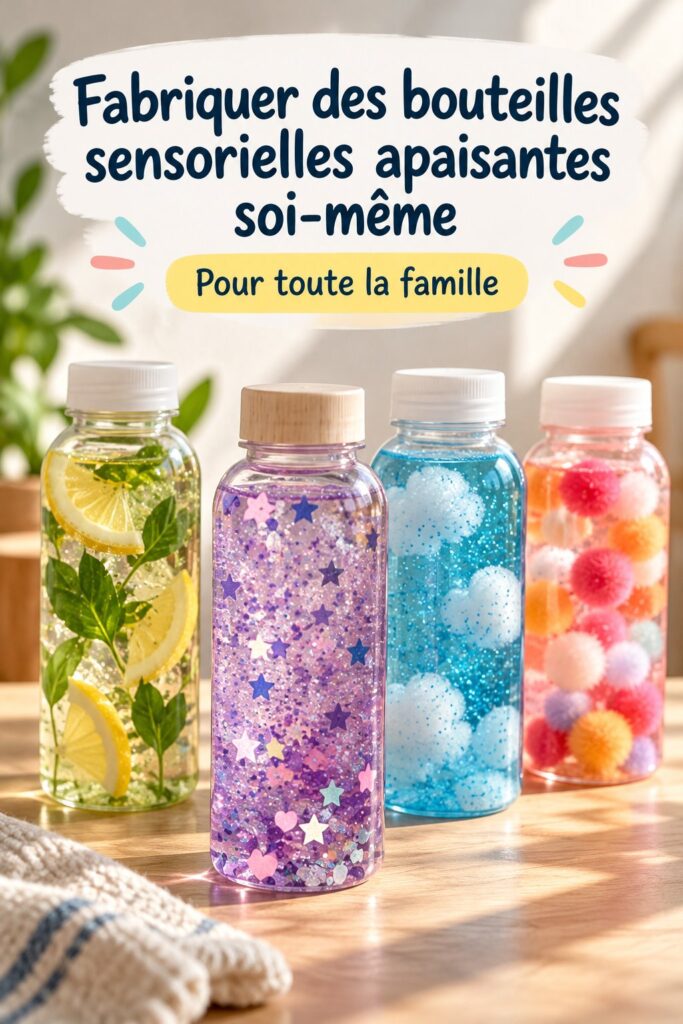 Bouteilles sensorielles colorées pour apaiser les enfants et les adultes