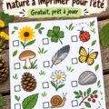 Une famille heureuse jouant à une chasse au trésor nature en plein air.