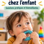 Un enfant curieux en train d'explorer un jouet à mâcher, illustrant les comportements de recherche orale.
