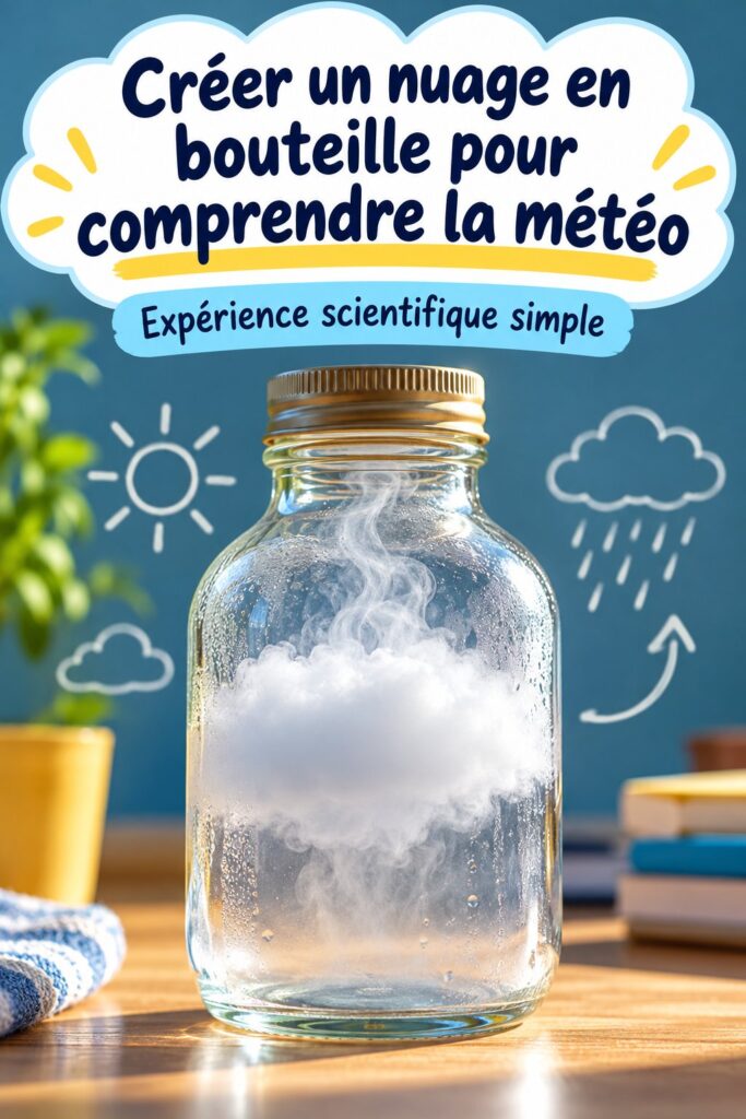 Un enfant s'amusant à fabriquer un nuage en bouteille pour comprendre la météo.
