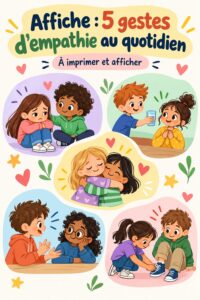 Une famille souriante partage un moment d'écoute et d'échange, illustrant l'empathie au quotidien.