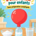Enfants s'amusant avec l'expérience du ballon à bicarbonate dans le jardin