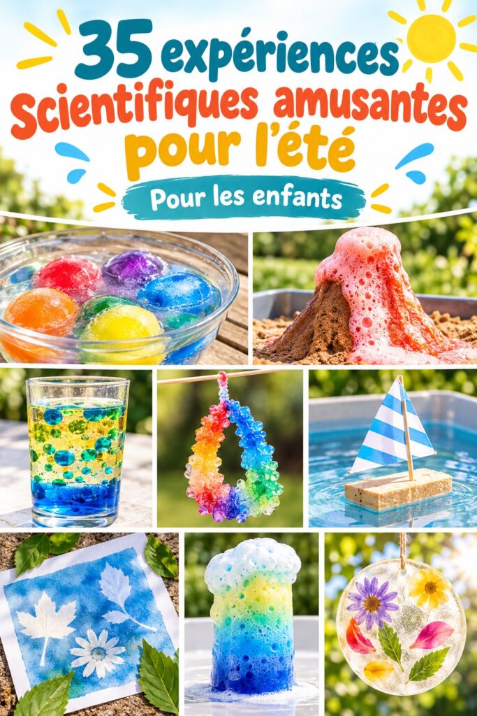 Un enfant s'amusant en réalisant une expérience scientifique estivale