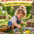 Enfants jouant dans un jardin avec des jeux de nature