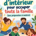 Une famille jouant ensemble à un jeu de société à l'intérieur