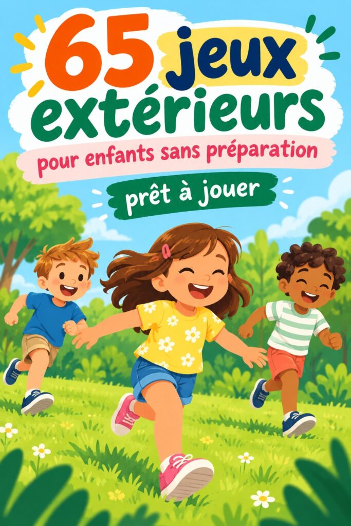 Jeux extérieurs pour enfants, groupe d'enfants jouant à des activités en plein air