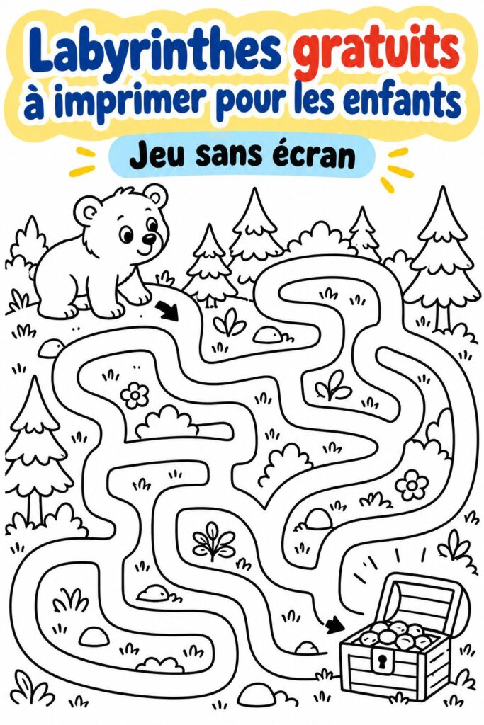 Labyrinthes colorés à imprimer pour divertir les enfants.
