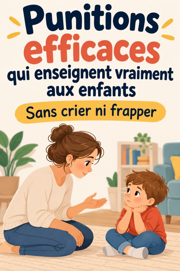 Une mère et son enfant discutent calmement des conséquences de ses actes dans une ambiance chaleureuse.