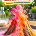 Réaction chimique avec bicarbonate et vinaigre illustrée avec des enfants