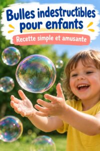 Enfants enthousiastes en train de jouer avec des bulles magiques créées ensemble.